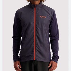Mons Royals Redwood Wind Jersey Merino Air-Con Ultra Lite Zipper Gray Orange-XL